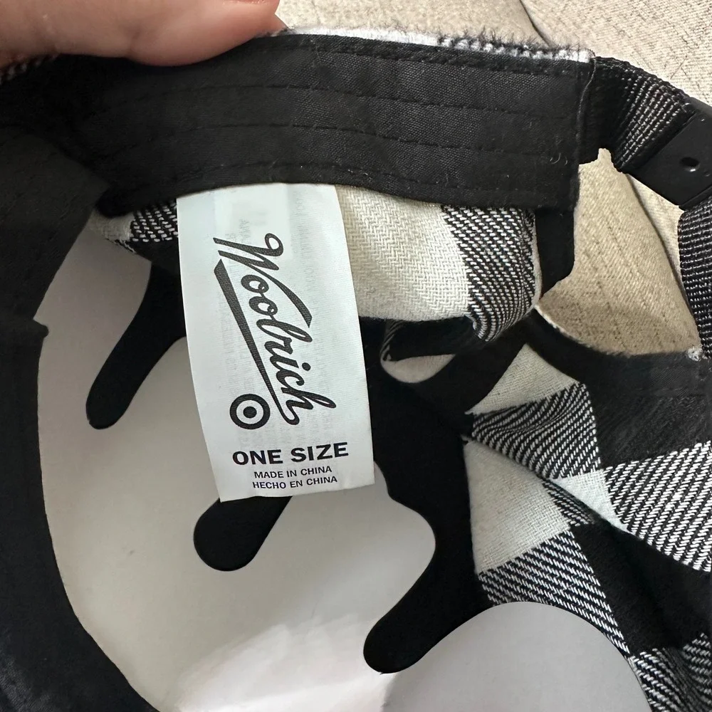 Woolrich Buffalo Plaid Baseball Cap One Size Adjustable Strap Black‎ White